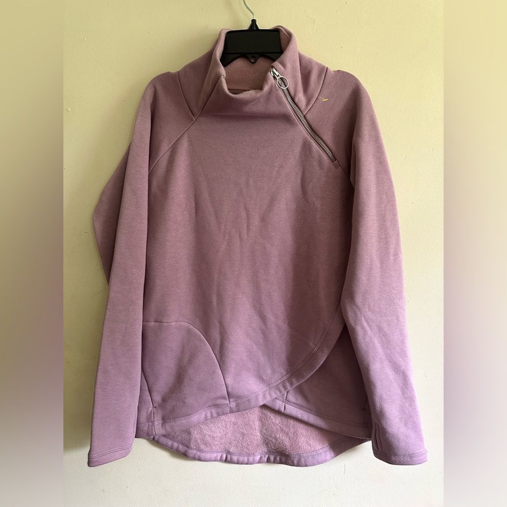 Like NEW. Athleta Pink Sweatshirt with Asymmetrical Zip